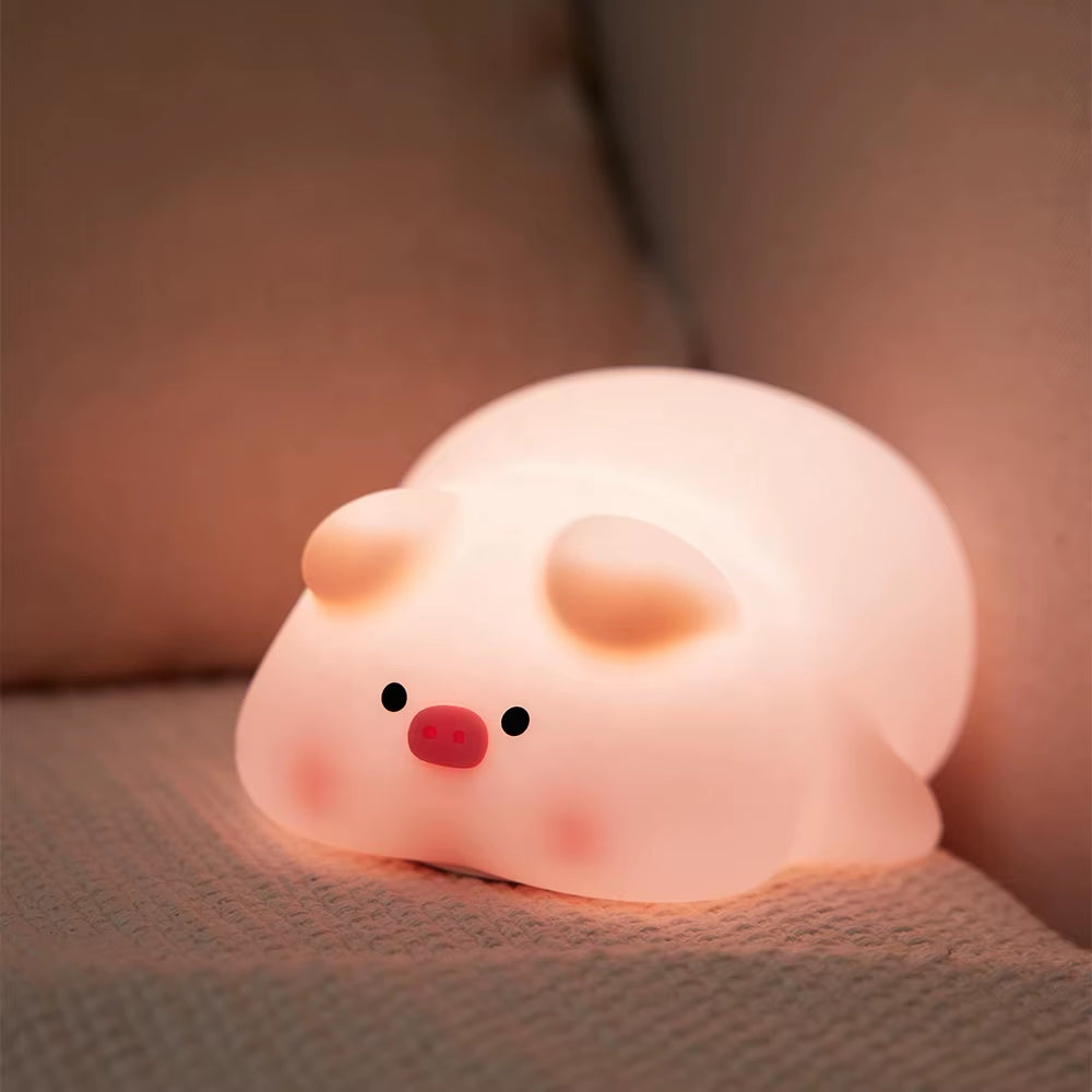 New Cute Pig Night Lamp Animal Silicone Baby Toy Piggies Room Lights Silicone Night Light Sleeping Relaxation Sleep Aid for Kids