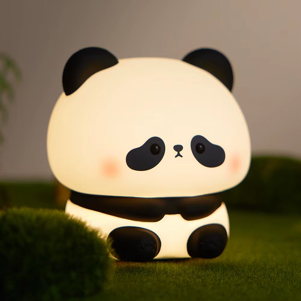 Custom Mini Baby Panda Cartoon Silicone Night Light with Rechargeable LED for Kids Bedroom