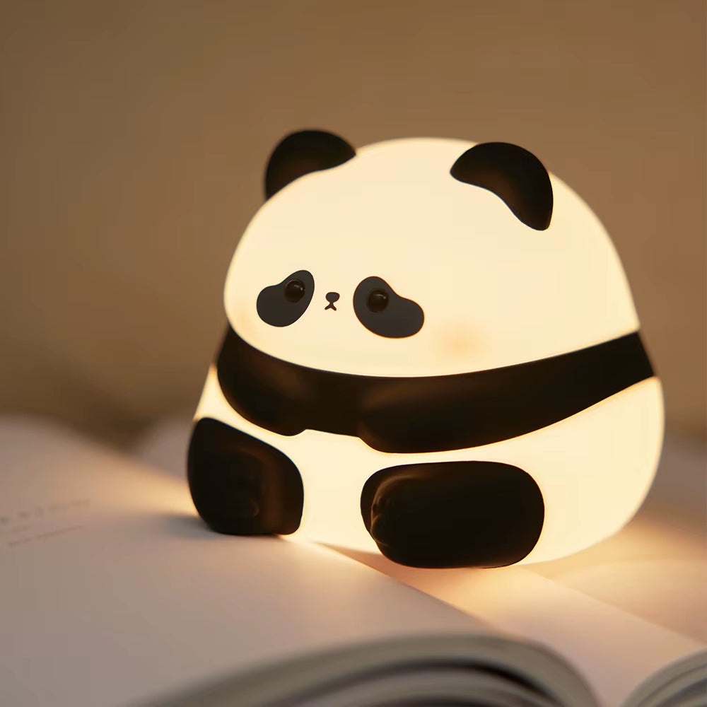 Custom Mini Baby Panda Cartoon Silicone Night Light with Rechargeable LED for Kids Bedroom