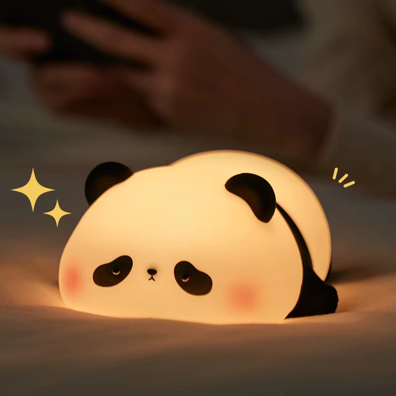 Custom Mini Baby Panda Cartoon Silicone Night Light with Rechargeable LED for Kids Bedroom