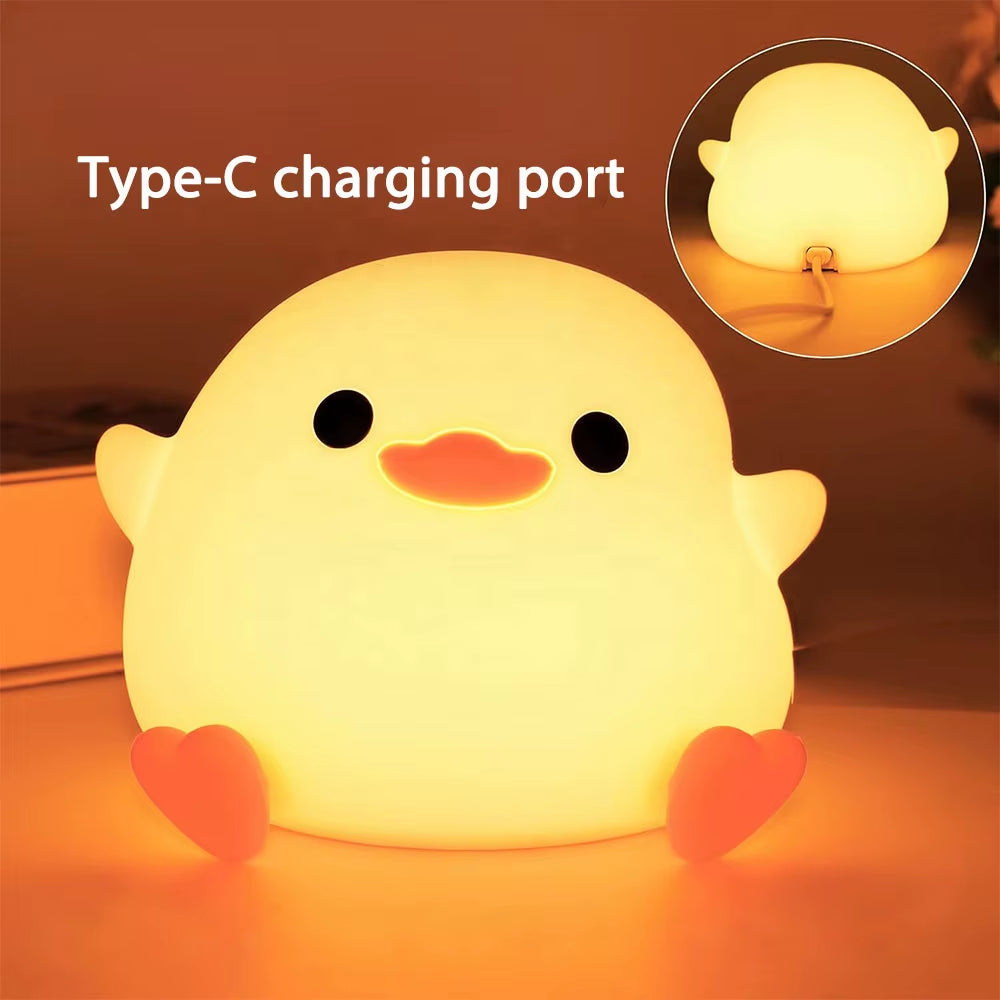TAIKOO Duck Silicone Touch LED Night Lamp for Newborn Nursery Baby Safe LED Night Light with Soft Silicone